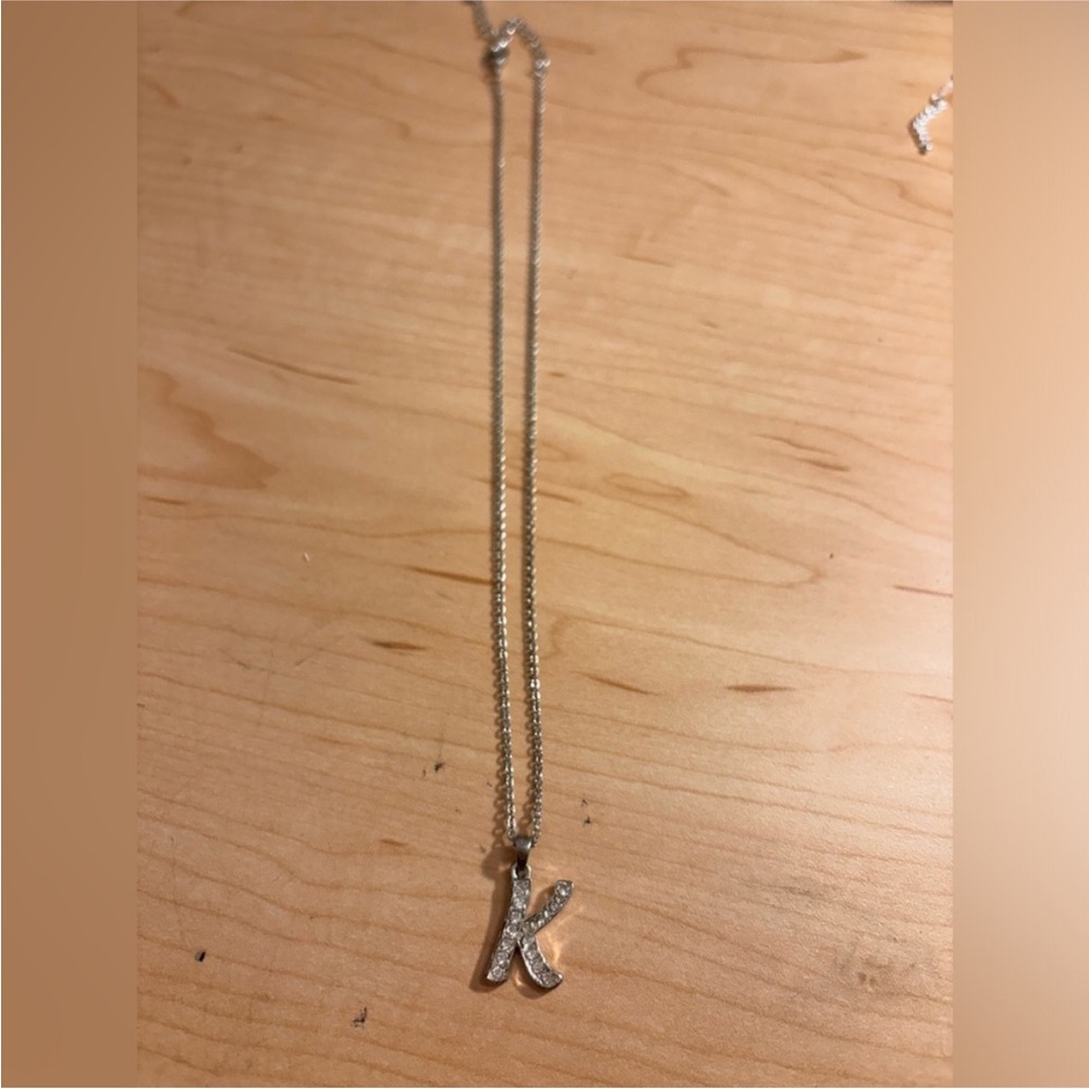 “K” silver necklace
